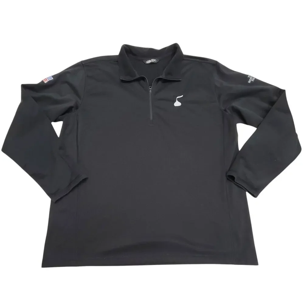 The North Face Mens XL 1/4 Zip Fleece Pullover Hershey Kiss USA Flag Black READ
